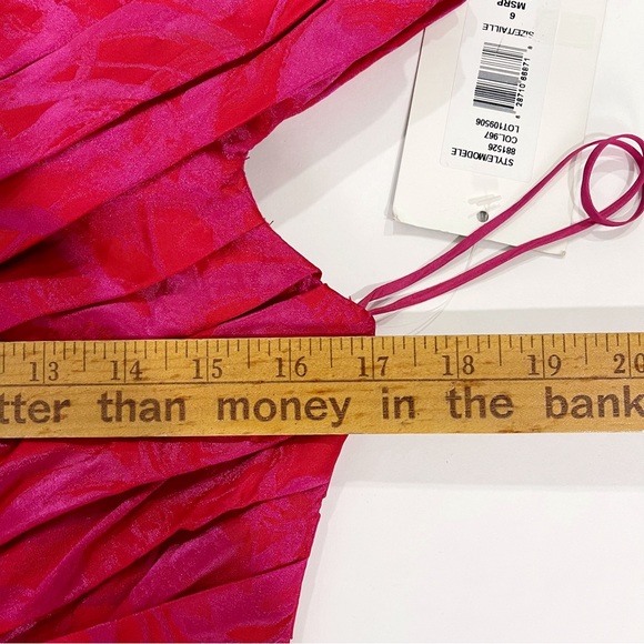 NWT THEIA Couture Cocktail Dress In Pink Red SIZE 6 $595 Style 881526 Barbiecore - Picture 10 of 14